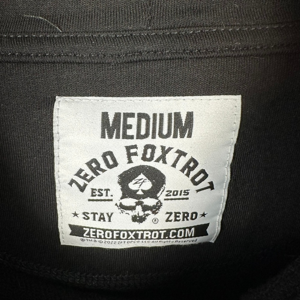 Zero Foxtrot Pullover Hoodie Skull Graphic Black Sweatshirt Size Medium Military - Picture 5 of 6